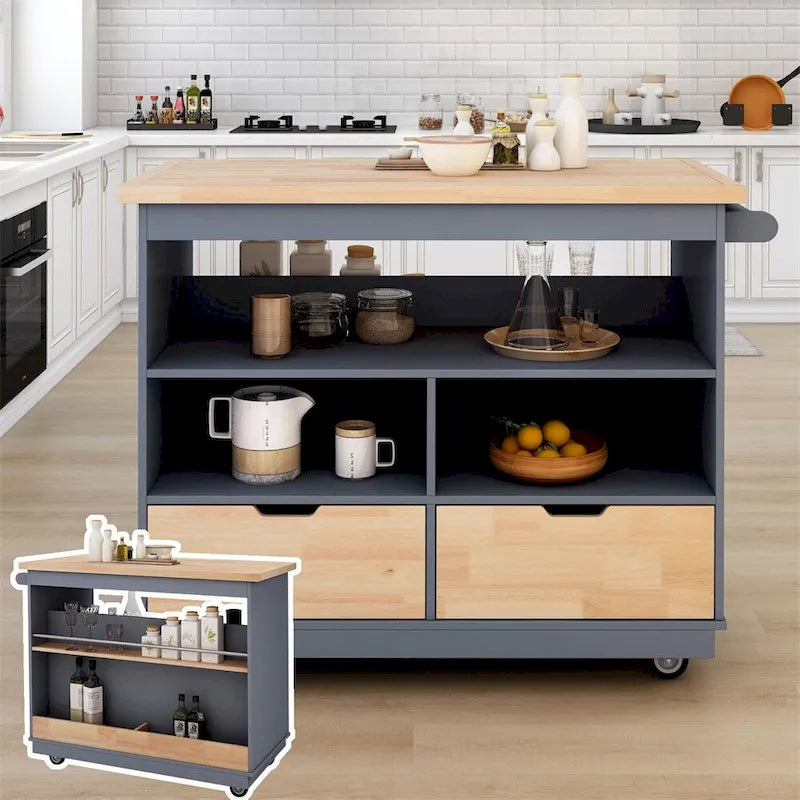 Desservante de cuisine réversible à roulettes avec rangement
