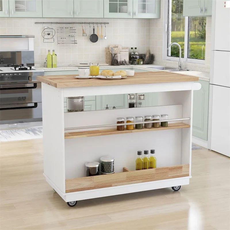 Desservante de cuisine réversible à roulettes avec rangement