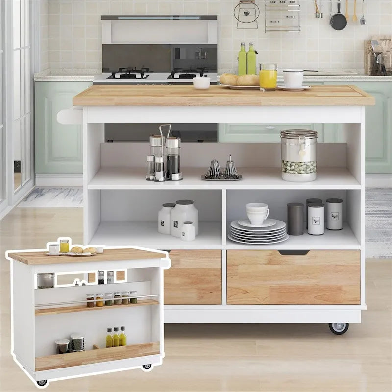 Desservante de cuisine réversible à roulettes avec rangement