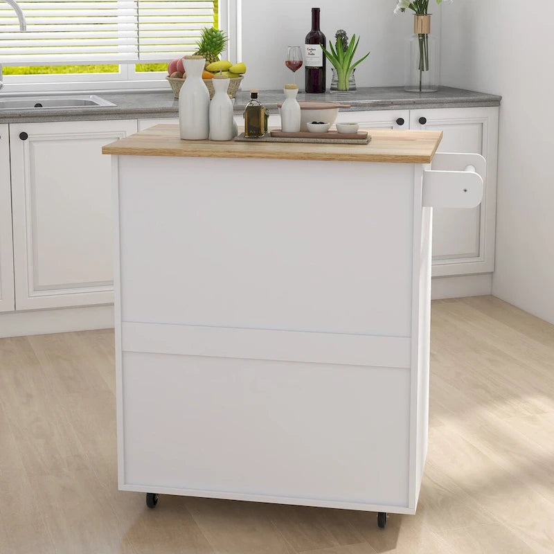 Chariot de cuisine roulant avec étagères réglables et porte-serviettes - 83 cm L x 45 cm l x 91,5 cm H
