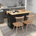 Îlot de cuisine mobile roulant de 133,8 cm avec plateau en bois massif