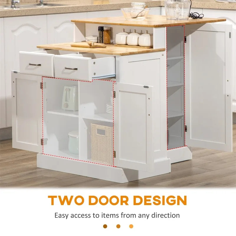 Îlot de cuisine avec armoire de rangement et plateau en bois d'hévéa