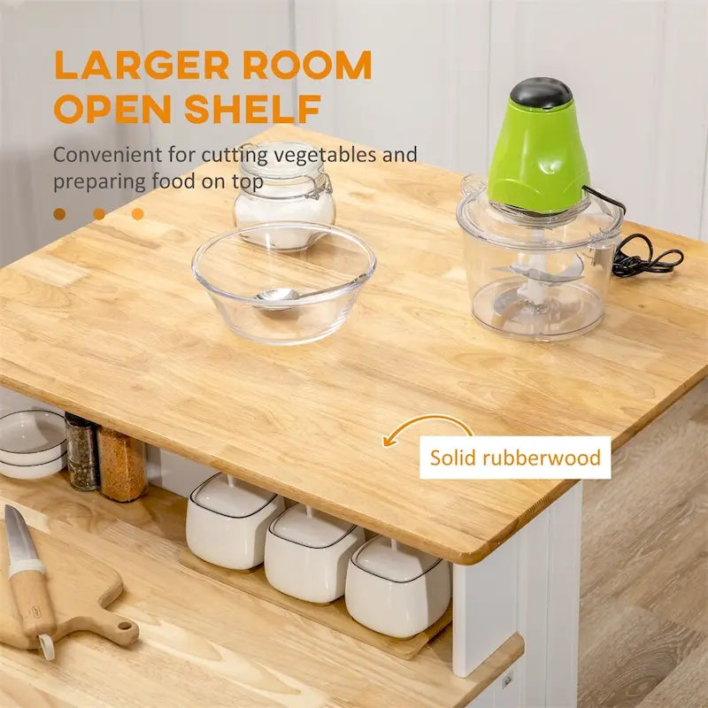 Îlot de cuisine avec armoire de rangement et plateau en bois d'hévéa
