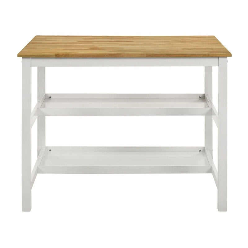 Table îlot de cuisine hauteur comptoir marron et blanc