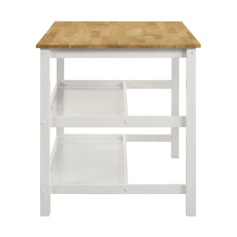 Table îlot de cuisine hauteur comptoir marron et blanc