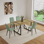 Lot de 4 chaises de salle à manger, chaises d'appoint rembourrées en lin avec assise coussin et pieds en métal noir robustes