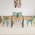 Lot de 4 chaises de salle à manger, chaises d'appoint rembourrées en lin avec assise coussin et pieds en métal noir robustes