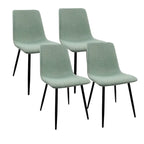 Lot de 4 chaises de salle à manger, chaises d'appoint rembourrées en lin avec assise coussin et pieds en métal noir robustes