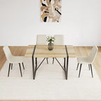 Lot de 4 chaises de salle à manger, chaises d'appoint rembourrées en lin avec assise coussin et pieds en métal noir robustes
