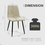 Lot de 4 chaises de salle à manger, chaises d'appoint rembourrées en lin avec assise coussin et pieds en métal noir robustes