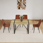 Lot de 4 chaises de salle à manger, chaises d'appoint rembourrées en lin avec assise coussin et pieds en métal noir robustes