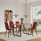 Lot de 4 chaises de salle à manger, chaises d'appoint rembourrées en lin avec assise coussin et pieds en métal noir robustes