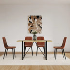 Lot de 4 chaises de salle à manger, chaises d'appoint rembourrées en lin avec assise coussin et pieds en métal noir robustes