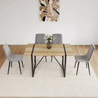 Lot de 4 chaises de salle à manger, chaises d'appoint rembourrées en lin avec assise coussin et pieds en métal noir robustes