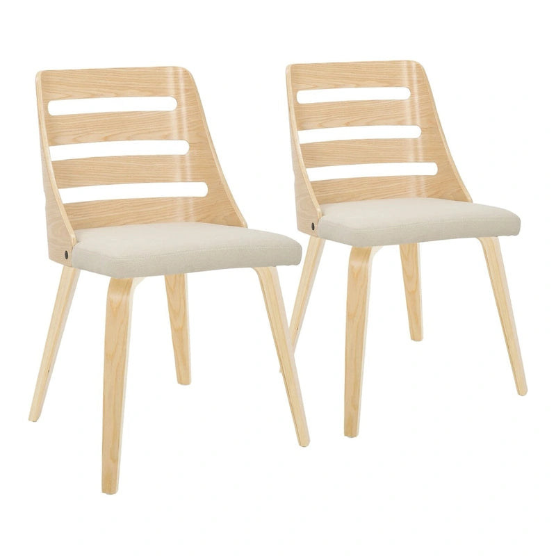 Chaises de salle à manger/d'appoint avec pieds en bois courbé (Lot de 2)