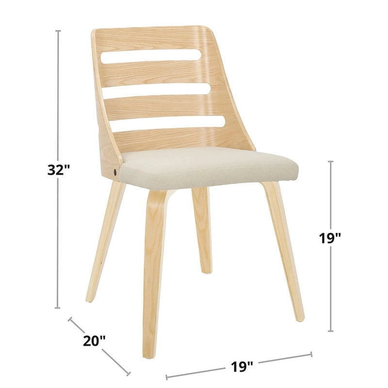 Chaises de salle à manger/d'appoint avec pieds en bois courbé (Lot de 2)