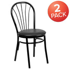 Lot de 2 chaises en métal à dossier en éventail - Siège en vinyle - 40,6 L x 50,8 P x 87,6 H cm