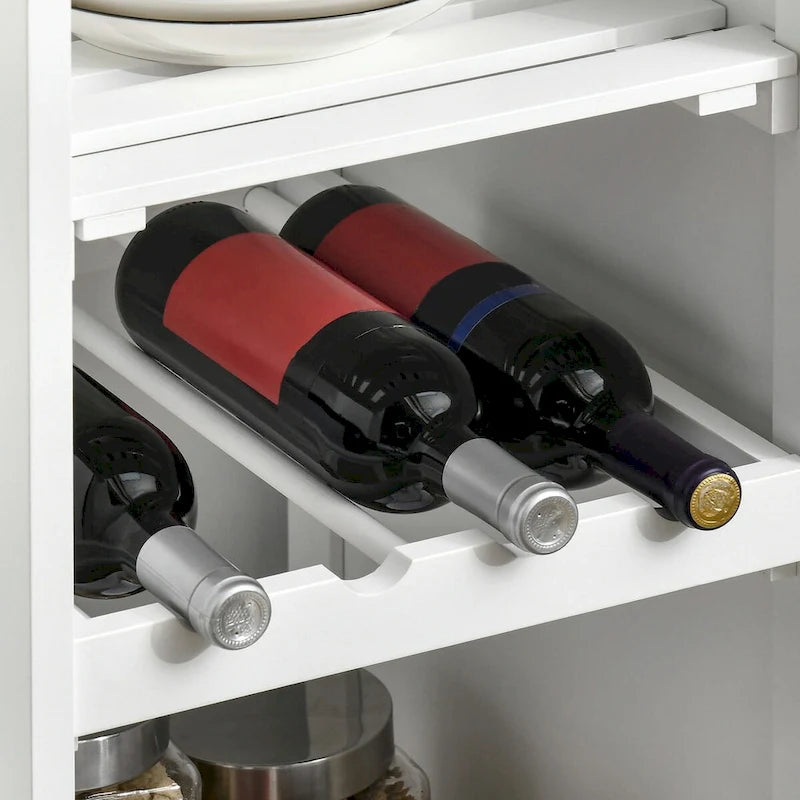Îlot de cuisine roulant avec rangement, casier à vin, étagères, tiroir et placard