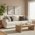 Canapé 96 pouces avec 4 coussins jacquard, en chenille polyester beige douce