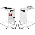 Table d'appoint en C avec station de charge, lot de 2