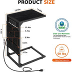 Table d'appoint en C avec station de charge, lot de 2