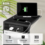 Table d'appoint en C avec station de charge, lot de 2