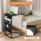 Table d'appoint en C avec station de charge, lot de 2