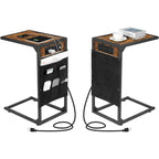 Table d'appoint en C avec station de charge, lot de 2