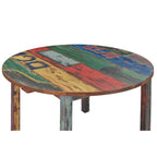 Table à manger ronde fabriquée à partir de bateaux en bois de teck recyclé, 122 cm - Multicolore