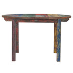 Table à manger ronde fabriquée à partir de bateaux en bois de teck recyclé, 122 cm - Multicolore