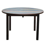 Table à manger ronde fabriquée à partir de bateaux en bois de teck recyclé, 122 cm - Multicolore