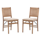 Chaise de salle à manger pliante en osier naturel (lot de 2)