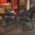 Table de pause carrée noire de 30 pouces avec 4 chaises noires Zeng