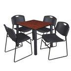 Table de pause carrée noire de 30 pouces avec 4 chaises noires Zeng
