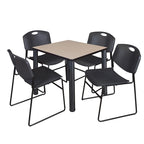 Table de pause carrée noire de 30 pouces avec 4 chaises noires Zeng