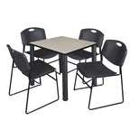 Table de pause carrée noire de 30 pouces avec 4 chaises noires Zeng