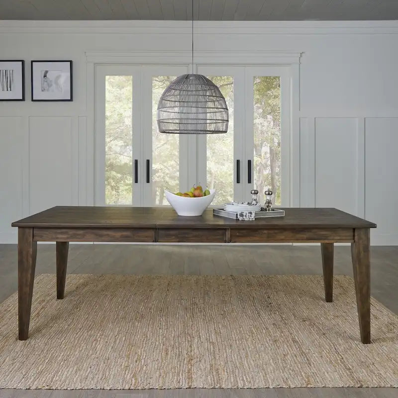 Table rectangulaire à pieds marron rustique