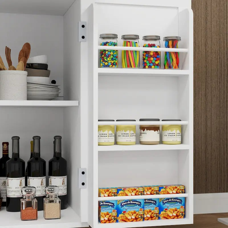 Desserte Îlot de Cuisine Roulante avec Tiroir, Portes, Étagères de Rangement et Tablettes Réglables